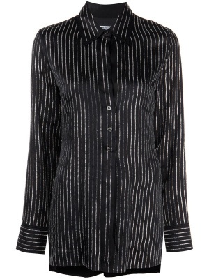 

Crystal-embellished striped silk shirt, Alexander Wang Crystal-embellished striped silk shirt