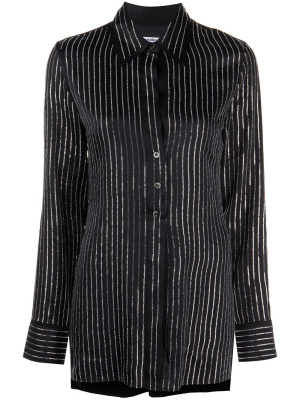 

Crystal-embellished striped silk shirt, Alexander Wang Crystal-embellished striped silk shirt