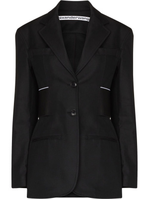 

Logo-print elasticated-waist blazer, Alexander Wang Logo-print elasticated-waist blazer