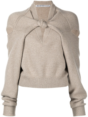 

Knot-detail wool shrug, Alexander Wang Knot-detail wool shrug