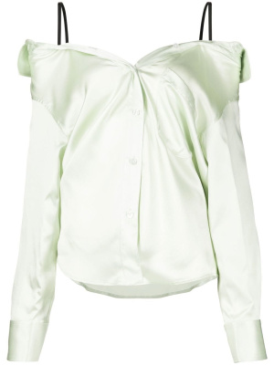 

Off-shoulder satin shirt, Alexander Wang Off-shoulder satin shirt