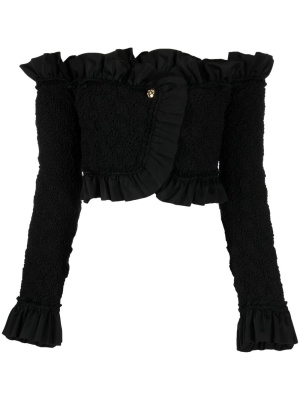 

Seersucker-ruched cropped top, Alexander Wang Seersucker-ruched cropped top