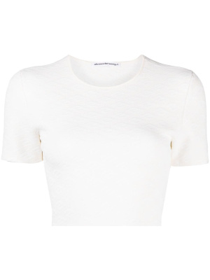 

Monogram-jacquard cropped T-shirt, Alexander Wang Monogram-jacquard cropped T-shirt