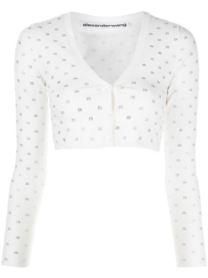 

Crystal-logo cropped cardigan, Alexander Wang Crystal-logo cropped cardigan