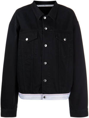 

Logo-hem denim trucker jacket, Alexander Wang Logo-hem denim trucker jacket