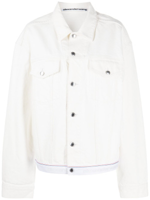 

Logo-hem denim trucker jacket, Alexander Wang Logo-hem denim trucker jacket