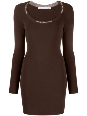 

Logo-trim bodycon mini dress, Alexander Wang Logo-trim bodycon mini dress