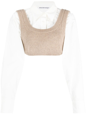 

Layered poplin crop top, Alexander Wang Layered poplin crop top