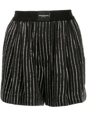 

Metallic-stripe silk shorts, Alexander Wang Metallic-stripe silk shorts