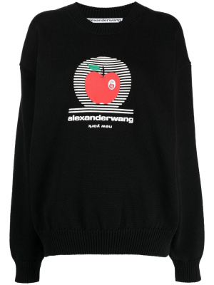 

Graphic-print knitted cotton sweatshirt, Alexander Wang Graphic-print knitted cotton sweatshirt