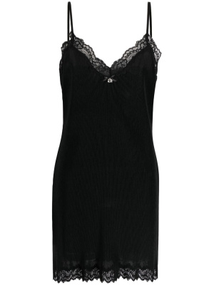 

Fine-ribbed lace-trim mini dress, Alexander Wang Fine-ribbed lace-trim mini dress