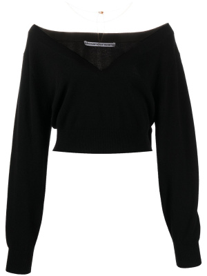 

Cropped plunge-neck jumper, Alexander Wang Cropped plunge-neck jumper