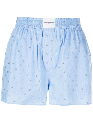 

Logo jacquard pinstriped short shorts, Alexander Wang Logo jacquard pinstriped short shorts