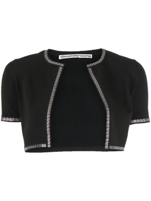 

Logo-trim cropped cardigan, Alexander Wang Logo-trim cropped cardigan