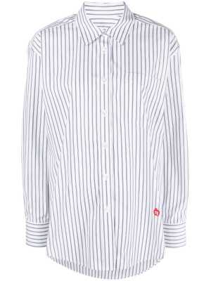 

Logo-appliqué striped cotton shirt, Alexander Wang Logo-appliqué striped cotton shirt
