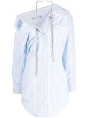 

Striped crystal-embellished shirt dress, Alexander Wang Striped crystal-embellished shirt dress