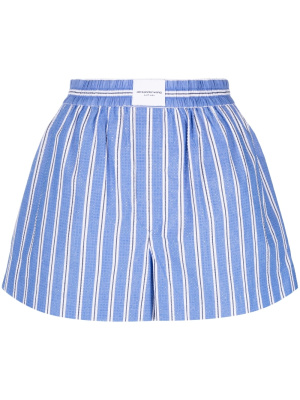 

Logo-patch striped shorts, Alexander Wang Logo-patch striped shorts