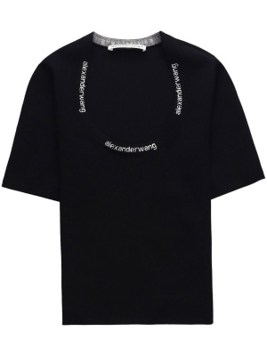 

Logo-collar scoop-neck T-shirt, Alexander Wang Logo-collar scoop-neck T-shirt