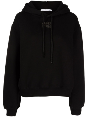 

Rubberised logo cotton hoodie, Alexander Wang Rubberised logo cotton hoodie