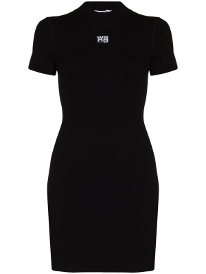 

Logo-print fitted mini dress, Alexander Wang Logo-print fitted mini dress