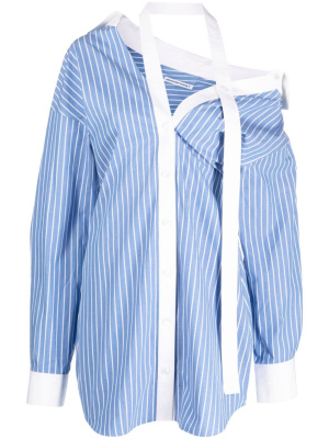 

Striped off-the-shoulder shirtdress, Alexander Wang Striped off-the-shoulder shirtdress