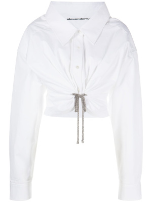 

Crystal-embellished cropped shirt, Alexander Wang Crystal-embellished cropped shirt