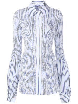 

Shirred stripe-print longline shirt, Alexander Wang Shirred stripe-print longline shirt