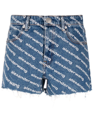 

Logo-print denim shorts, Alexander Wang Logo-print denim shorts