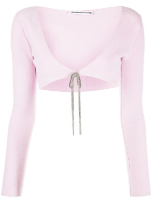 

Cropped crystal-tie cardigan, Alexander Wang Cropped crystal-tie cardigan