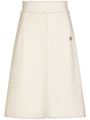 

Logo plaque bouclé A-line skirt, Dolce & Gabbana Logo plaque bouclé A-line skirt
