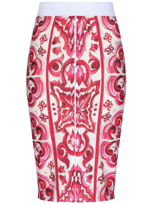 

Maiolica-print pencil skirt, Dolce & Gabbana Maiolica-print pencil skirt