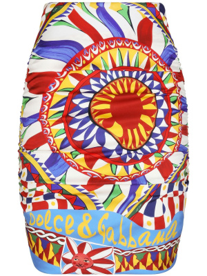 

Graphic-print ruched skirt, Dolce & Gabbana Graphic-print ruched skirt