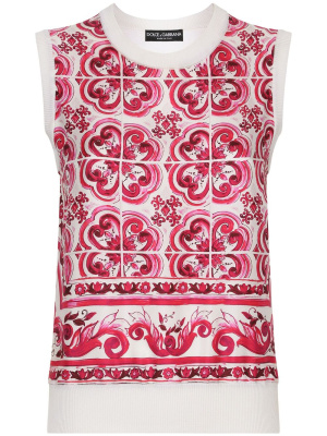 

Majolica-print silk tank top, Dolce & Gabbana Majolica-print silk tank top