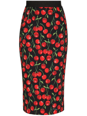 

Cherry-print midi skirt, Dolce & Gabbana Cherry-print midi skirt