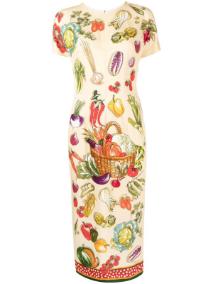 

Vegetable-printed charmeuse dress, Dolce & Gabbana Vegetable-printed charmeuse dress