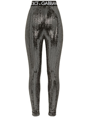 

Logo-waistband metallic leggings, Dolce & Gabbana Logo-waistband metallic leggings