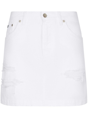

Distressed denim miniskirt, Dolce & Gabbana Distressed denim miniskirt
