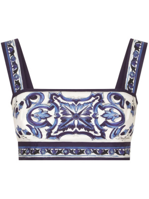 

Majolica-print cotton cropped top, Dolce & Gabbana Majolica-print cotton cropped top