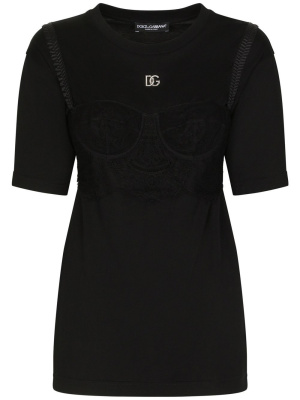

Bralette-detailed short sleeved T-shirt, Dolce & Gabbana Bralette-detailed short sleeved T-shirt