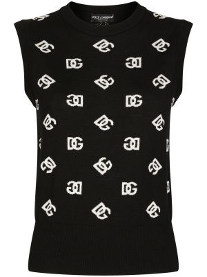 

Intarsia-logo knitted vest top, Dolce & Gabbana Intarsia-logo knitted vest top
