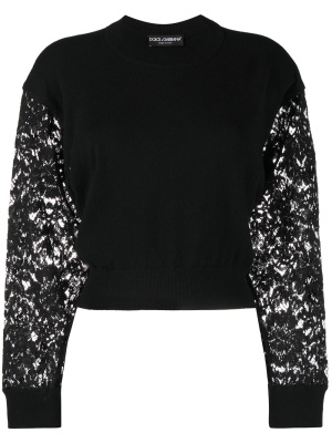

Lace-sleeve cropped jumper, Dolce & Gabbana Lace-sleeve cropped jumper