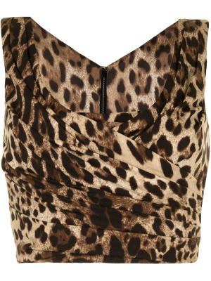 

Leopard-print draped crop top, Dolce & Gabbana Leopard-print draped crop top