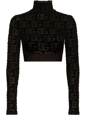 

Logo-print roll-neck crop top, Dolce & Gabbana Logo-print roll-neck crop top
