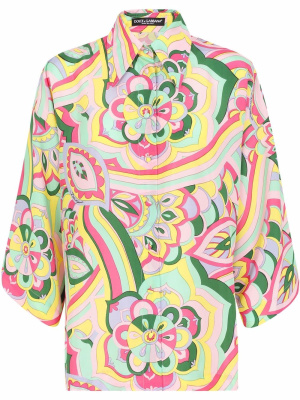 

Abstract-print silk shirt, Dolce & Gabbana Abstract-print silk shirt