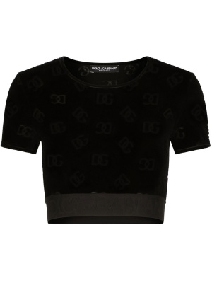 

Monogram-pattern short-sleeve cropped top, Dolce & Gabbana Monogram-pattern short-sleeve cropped top