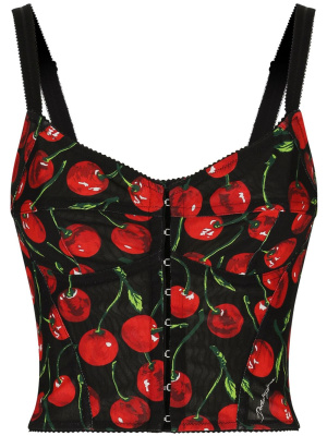 

Cherry-print bustier top, Dolce & Gabbana Cherry-print bustier top
