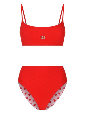 

Logo-plaque high-waisted bikini set, Dolce & Gabbana Logo-plaque high-waisted bikini set