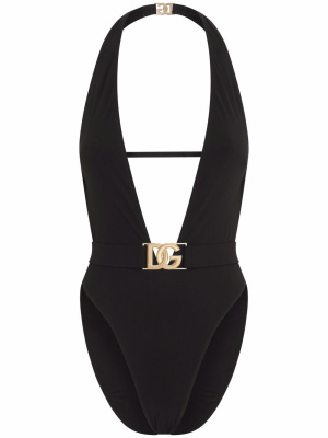 

Belted plunge-neck swimsuit, Dolce & Gabbana Belted plunge-neck swimsuit