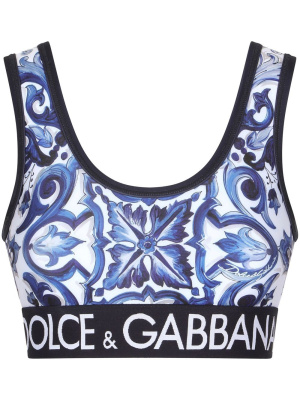 

Majolica-print cropped top, Dolce & Gabbana Majolica-print cropped top