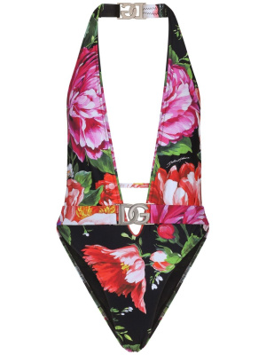 

Floral-print halterneck swimsuit, Dolce & Gabbana Floral-print halterneck swimsuit